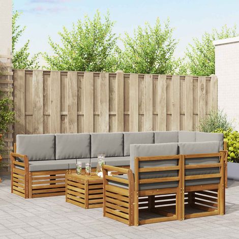 Sofagarnituren 9 pcs Natürlich und Hellgrau Massivholz Akazie (1/5)