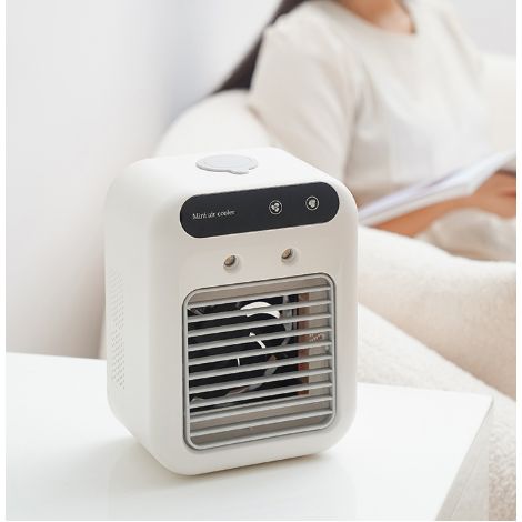 Ventilateur Brumisateur Portable USB, Mini Rafraîchisseur d'Air Silencieux 36dB, 6 Pales en Plastique, Ventilateur à Brumisation pour Bureau et Chambre, Moteur à Balais (1/4)