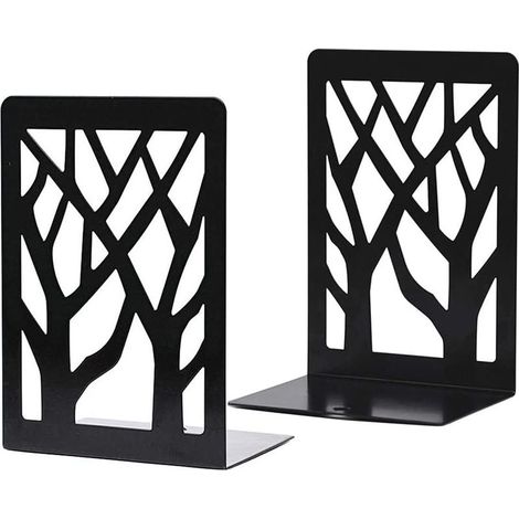 étagères, étagères antidérapantes, étagères d'arbre décoratif, étagères métalliques décoratives, pour le Bureau, l'école, la bibliothèque, pour organiser les livres (livre d'ombre d'arbre stand 1 pair (1/5)