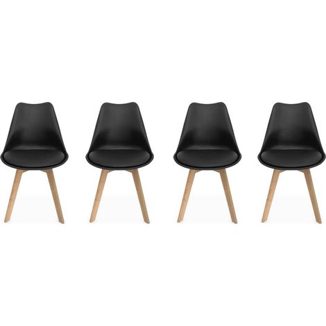 Lot de 4 chaises scandinaves. pieds bois de hêtre. chaise 1 place. noirs