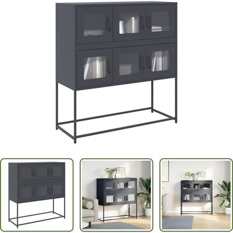 Schrank - Sideboard Anthrazit 100,5x39x107 cm Kaltgewalzter Stahl (1/5)