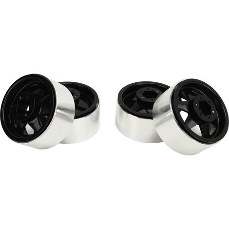 Jantes Beadlock avec déport de -8,9 mm, jantes métalliques avec moyeu à cuvette profonde pour Axial SCX10 90046 1,9 pouce noir (1/5)