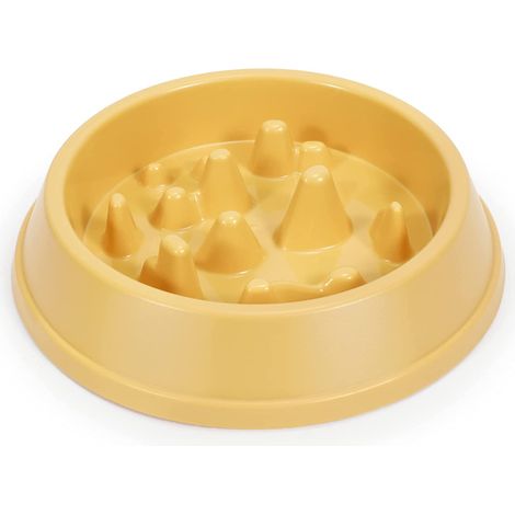Anti - étouffement Slow Food Bowl chien épaississement Feeder fournitures pour animaux de compagnie (jaune) (1/5)