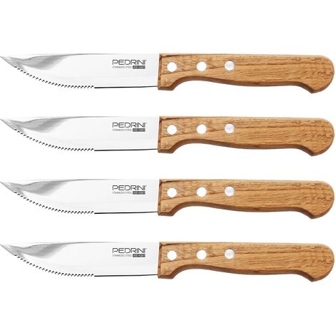 COLTELLI DA BISTECCA PZ.4 PEDRINI WOOD COLTELLO CARNE BRACERIA BBQ (1/2)