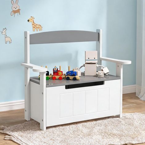 Coffre à jouets 2 en 1 avec banc et dossier pour enfant 68,5 x (1/5)