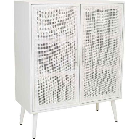 Armario de madera y rejilla blanco 80x37x101 (1/5)