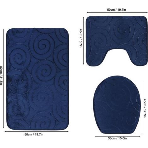 Tapis Salle De Bain - Ensemble 3 Pièces - Couverture Toilette Pierre En Relief - 50x80 cm 50x40 cm 45x38 cm - Polyester (1/4)