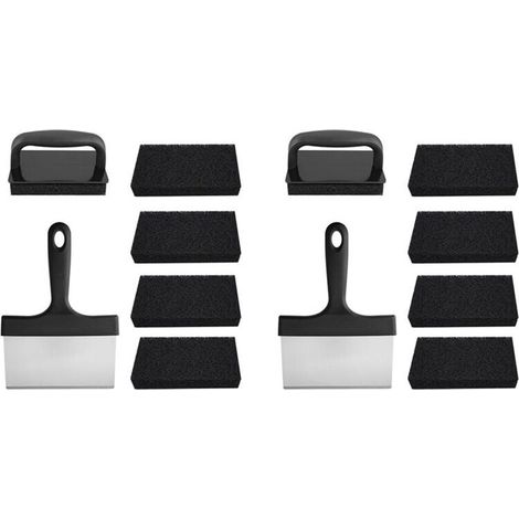 Kit de limpieza multiusos para placas calefactoras (2 unidades) con cepillos para limpiar parrillas y superficies calientes o frías. (1/4)