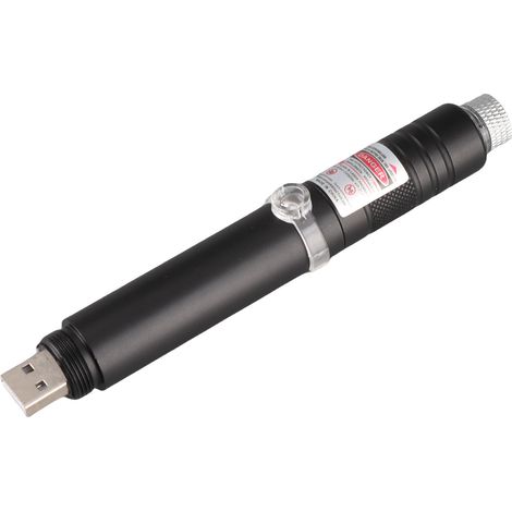 Pointeur laser pour chat, jouet en alliage d'aluminium, longue portée, interactif, portable, USB, pointeur laser rouge pour le camping et les cours. (1/5)