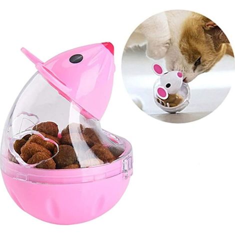 Cat Feeder Treats Toys for Interactive IQ Treat Training Mouse Shape Cup (Rose) (1/5)