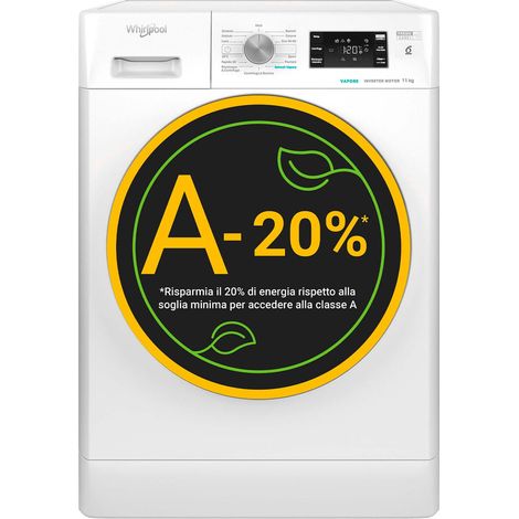 Whirlpool Lavatrice a libera installazione - FFB 1148 BSV IT. Tipo di carica: Caricamento frontale. Capacità cestello: 11 kg, Classe di efficienza della centrifuga: B, Silenziosità (... - FFB1148BSVIT