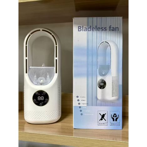 Climatiseur portable, ventilateur de refroidissement à moteur sans balais USB, 6 vitesses, éclairage RGB (blanc) (1/2)