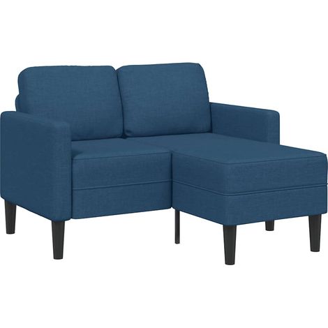 2-Sitzer-Sofa mit Chaiselongue L-Form Blau 125 cm Stoff