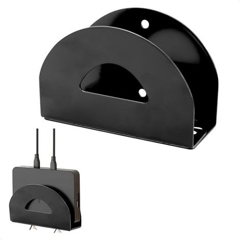 Router collegato a una staffa di montaggio a parete, staffa di montaggio a parete regolabile per router - nera (1/5)