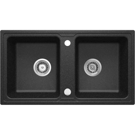 Lavello cucina in granito con 2 vasche 78x43.5 cm grafite - Zeno