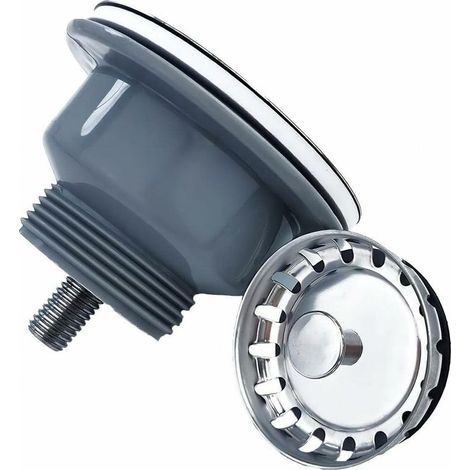 Scarico per lavello senza troppopieno, cestello in acciaio inox, ø 85 mm 1½", acciaio inox + ABS, scarico + cestello (1/4)