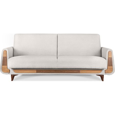 KONSIMO GUSTAVO Sofa 3-Sitzer mit Schlaffunktion, weiß
