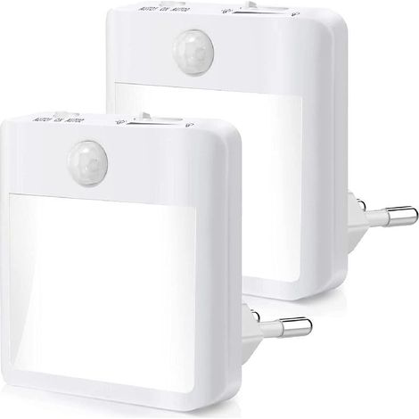 Veilleuse LED [Lot de 2], avec Détecteur Mouvement, AUTO/ON/OFF, Enfant 4000K Blanc Natural, Escalier, Cuisine, Penderie, Armoire (1/5)