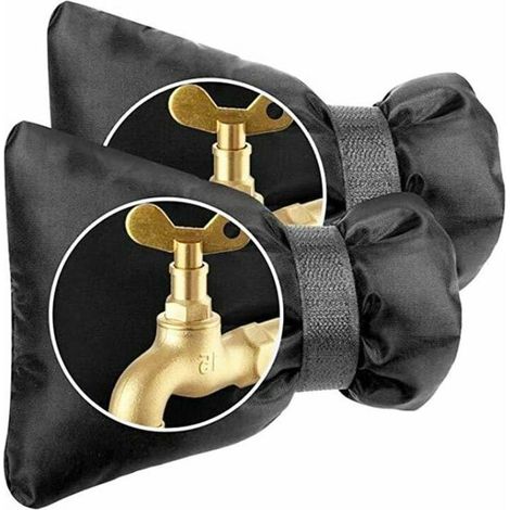 Set mit 2 dicken Außenwasserhahnabdeckungen – Wasserdicht – Wärmeisolierend – Für den Wintereinsatz – Schwarz (1/5)