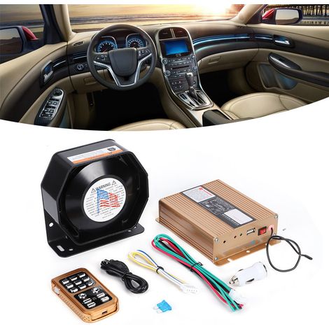 Auto-Warnalarm mit 18 Tönen, kabelloser, lauter Sirene, Lautsprecher, Freisprechfunktion, Sicherheitshupe, 12 V (1/5)