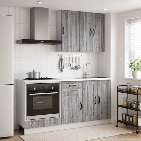 vidaXL Unité de cuisine KALMAR 5 pcs Sonoma gris Bois d'ingénierie (1/5)