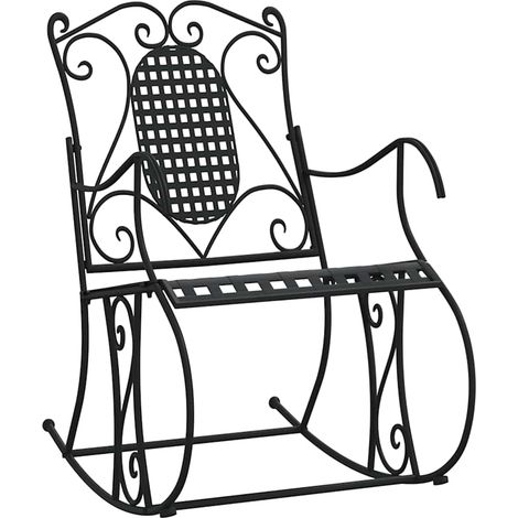 Maison Exclusive - Schaukelstuhl 84 cm Schwarz Stahl (1/5)