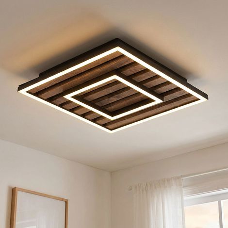 Deckenlampe Deckenleuchte Panel Holzlampe Wohnzimmerlampe 2 Stufen LED L 30 cm