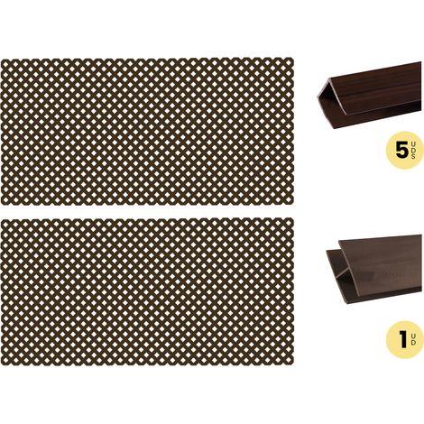 PACK INSTALACIÓN HORIZONTAL 2 CELOSÍAS PVC 18 MM MARRÓN CON PERFILES Y UNIÓN 1X2 M (1/5)