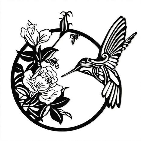 Décoration murale en métal papillon lune, art mural floral bohème (1/5)