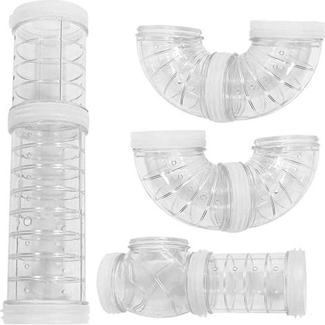 Tuyau Hamster - Tunnel Transparent En Plastique Haute Densité - Pour Cage DIY Et Activités Extérieures - Diamètre 6 cm - Lot De 4 (1/5)