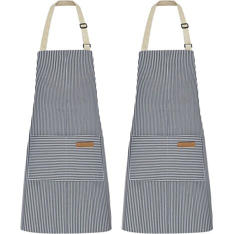 Grembiuli Duo - Grembiuli da cucina - Grembiuli a righe - Con tasche - Unisex - Stile E (1/5)