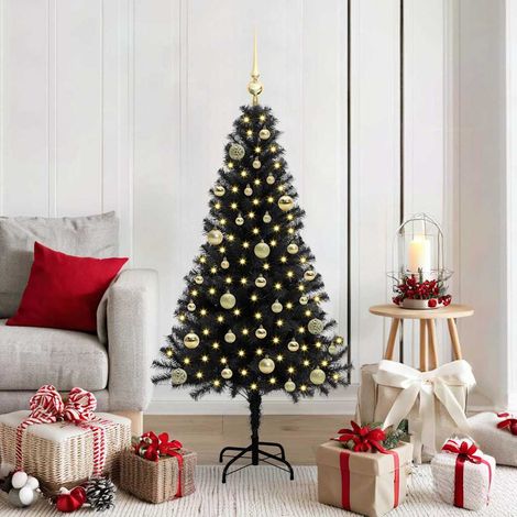 Weihnachtsbaum mit 150 LEDs mit Ständer Schwarz 150 cm PVC (1/5)