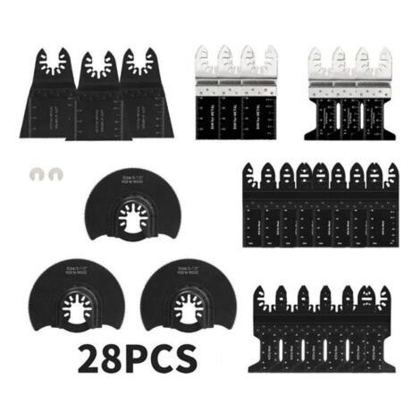 Accessoires multi-outils vibrants, lame de scie universelle pour Dewalt Ryobi Bosch, coupe du bois/métal/plastique, 28 pièces (1/5)