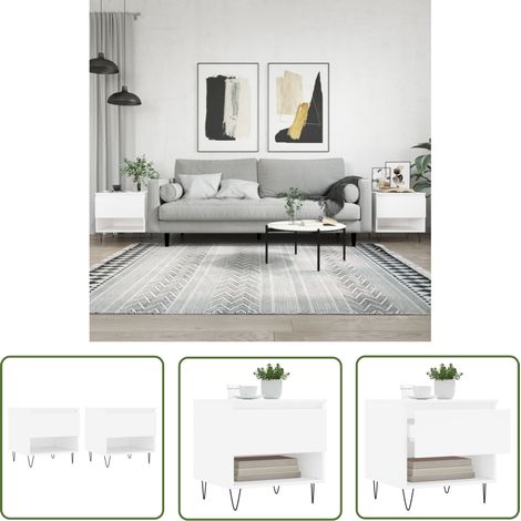 The Living Store Couchtische 2 Stk. Weiß 50x46x50 cm Holzwerkstoff - Couchtisch - Wohnzimmerstil - Holzwerkstoff - Weißer Couchtisch - Sideboard (1/5)