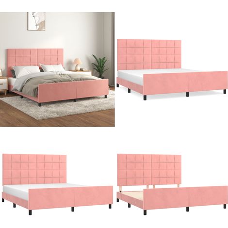 Bettgestell mit Kopfteil Rosa 180x200 cm Samt - Bettgestell mit Kopfteil -  Bettgestelle mit Kopfteile - Home & Living