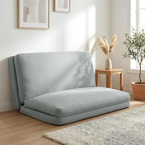 Canapé paresseux chauffeuse convertible pliable en 4 parties, charge 240 Kg, 137,5 x 85,5 x 74 cm, gris clair