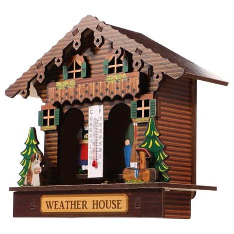 Décoration murale en bois LIFKOME avec thermomètre, baromètre et hygromètre - Mesure analogique de la température pour une utilisation en intérieur (1/5)