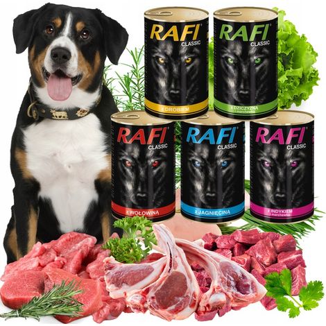 Cibo umido per cani Rafi Classic, mix di gusti, in lattina, 1240 g - 18 pezzi