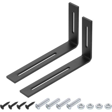 2pcs Équerre Réglable en Forme de L avec Vis 110x200x30mm Noir (1/5)