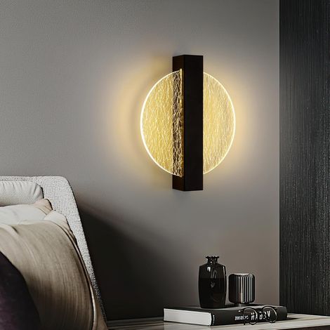 COMELY Indoor LED Wall Light, Black, 12W 1500LM, Warm Light 3000K, Acrylic Indoor LED Wall Sconce, Modern LED Wall Lamp Design for Living Room, Bedroom, Staircase, Corridor (1/5)
