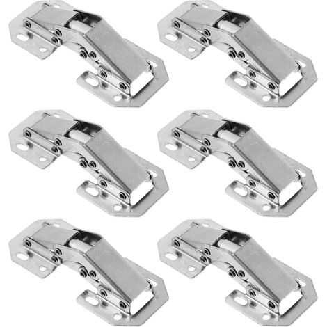 Seis bisagras hidráulicas para puertas de armarios, bisagras de acero con función de cierre suave, aptas para armarios de cocina. (1/4)