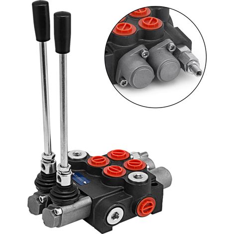 Mophorn Válvula hidráulica de 2 carretes de 11 GPM con control direccional y doble acción para tractores, cargadores y tanques
