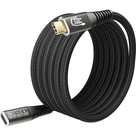 Rallonge USB4 2M,240W Cable USB C Charge Rapide, 8K 40Gbps Transfert de données, PD3.1 Cable USB C vers USB C Compatible avec Thunderbolt 4 /USB4 Cable Thunderbolt 3 pour MacBook, Hub, Docking (1/5)