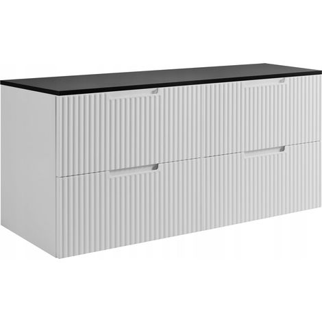 Meuble de Salle de Bain 160 cm - Blanc - Éléments Riplés - Design Moderne et Pratique (1/5)