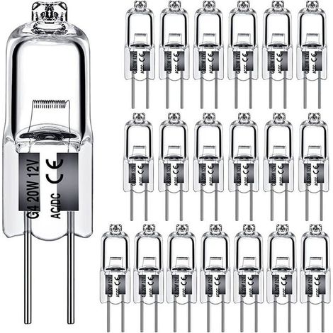 G4 20W 12V Halogenlampen mit 2-Pin-Sockel als Ersatz für Untermöbel-Gartenbeleuchtung, Puck Light Schienenbeleuchtung, dimmbar (10er-Pack)