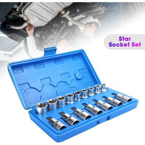 16-teiliges 1/2-Zoll-Sechskant-Steckschlüssel-Bit-Set, Hülse, Stern, T-Typ, Außengewinde, E-Typ, Innengewinde, Reparaturwerkzeug (1/5)