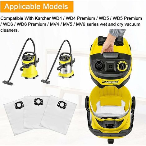 8pcs Sacs pour kärcher WD5 WD4 WD6 MV4 MV5 MV6 Sacs Filtre d'Aspirateur pour Karcher Filtrants de Remplacement 2.863-006.0 (1/5)
