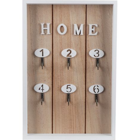 Schlüsselhalter aus Holz und Schmiedeeisen zur Wandmontage mit Buchstabenmotiv, 30 cm Organizer
