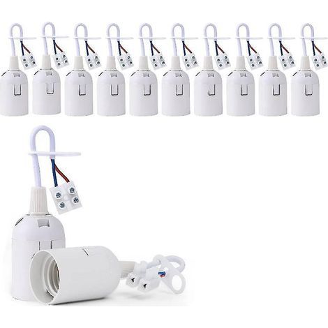 10 portalámparas E27 (blanco), portalámparas colgante, portalámparas para lugar de trabajo, portalámparas LED para lugar de trabajo, bombilla E27 estándar con comprobador de fase. (1/5)