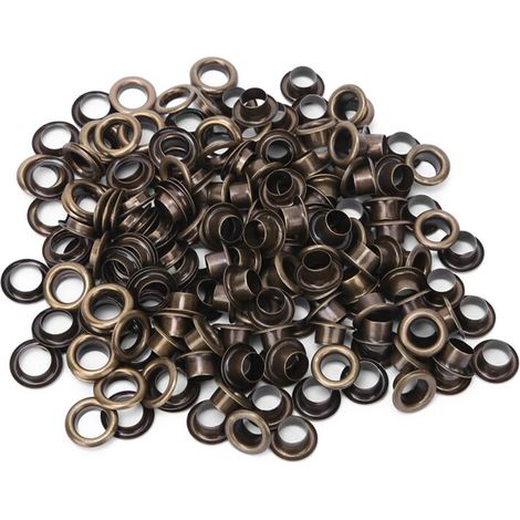 100 rivets creux à œillets double face en laiton de 6 mm pour sac à vêtements/ceinture chaussure (bronze) (1/5)